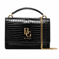 Sunset Chain Wallet in Crocodile-Embossed Shiny Leather