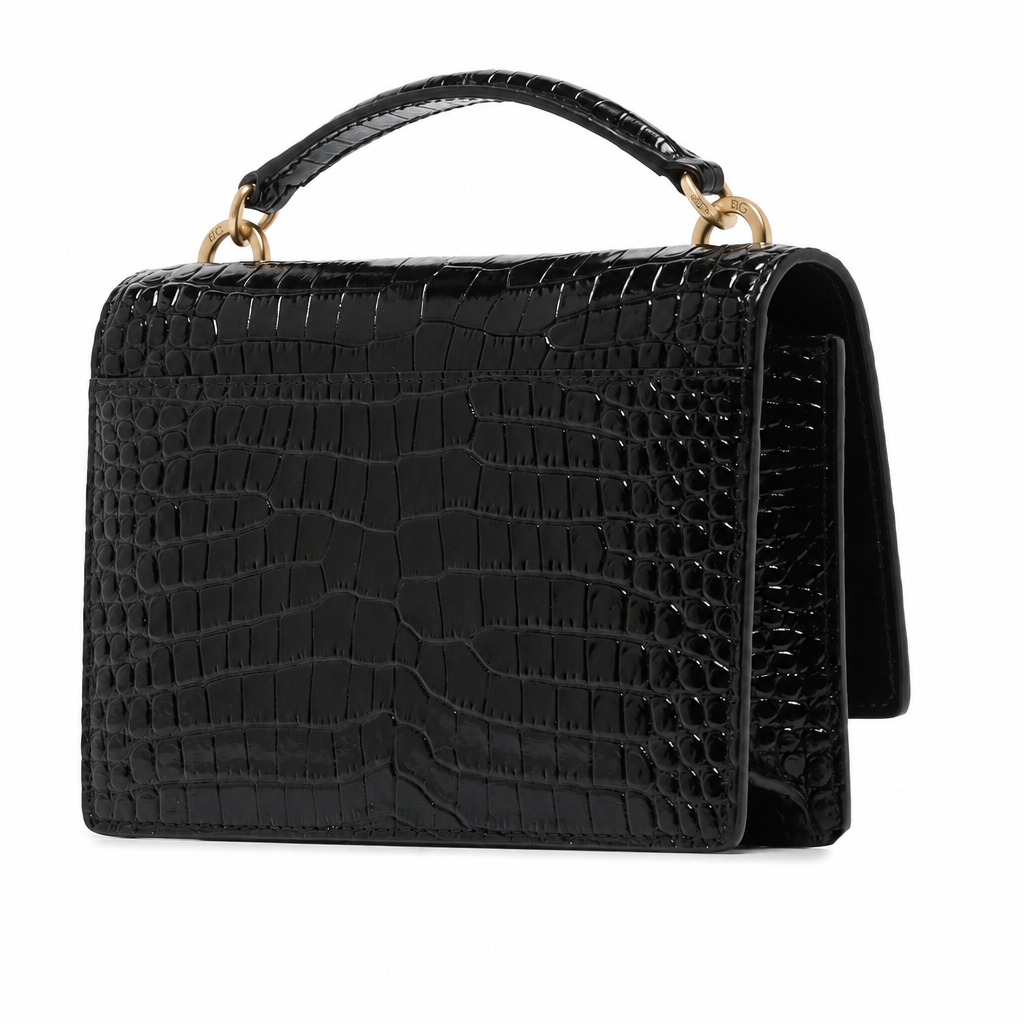 Sunset Chain Wallet in Crocodile-Embossed Shiny Leather