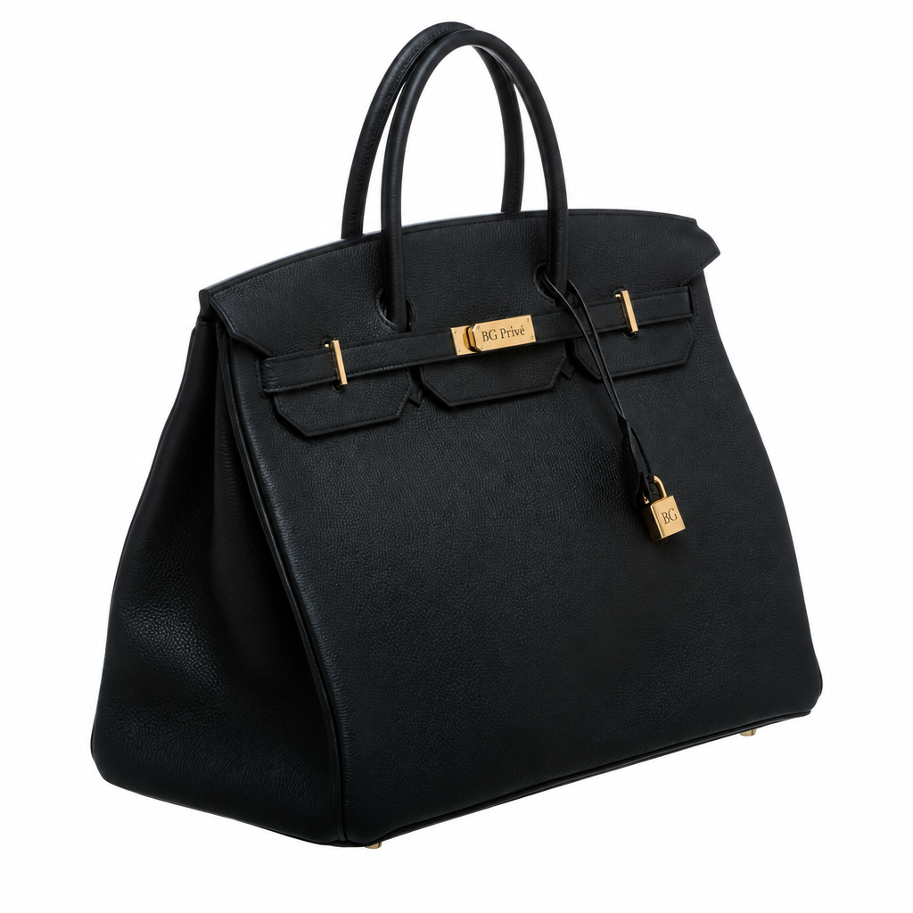 Birkin Bag in Black Grained Leather with Gold-Tone Hardware
