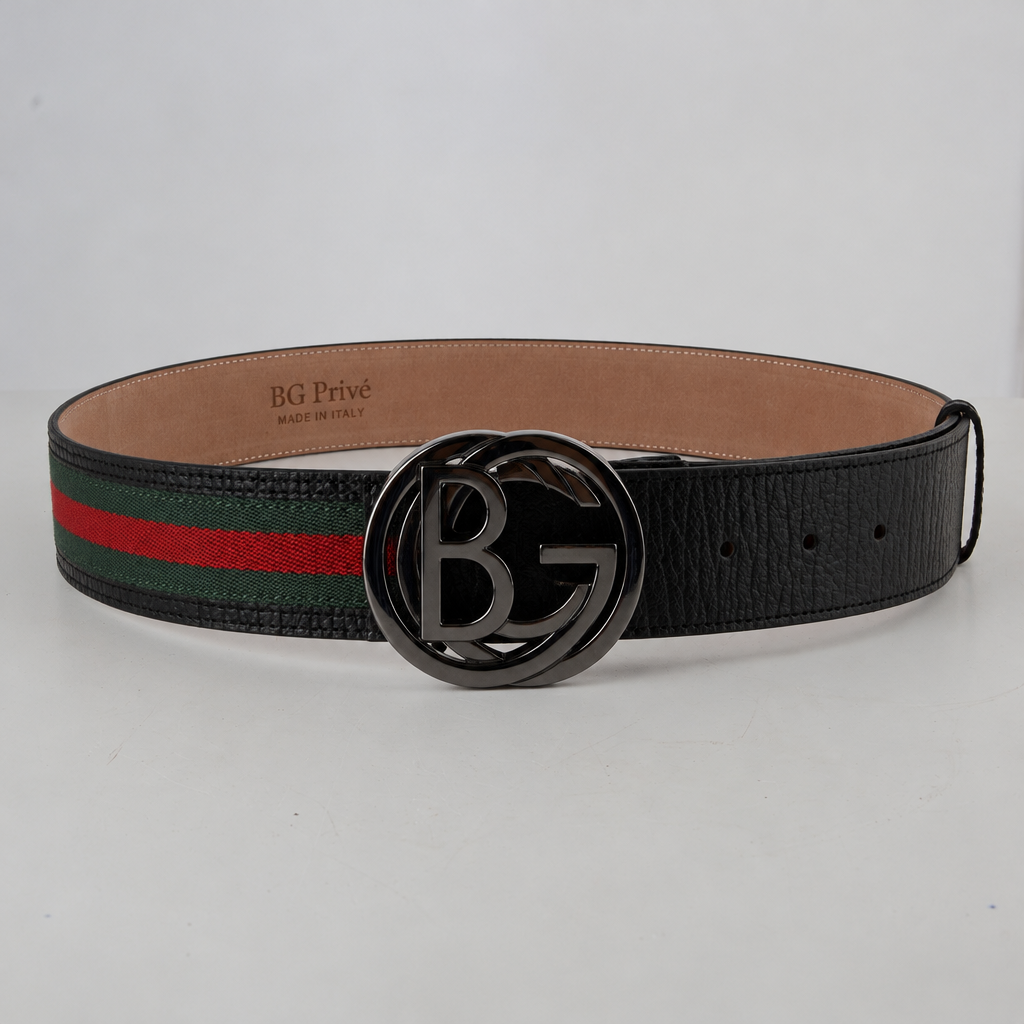 Interlocking G Buckle Web Belt, Green-Red-Green