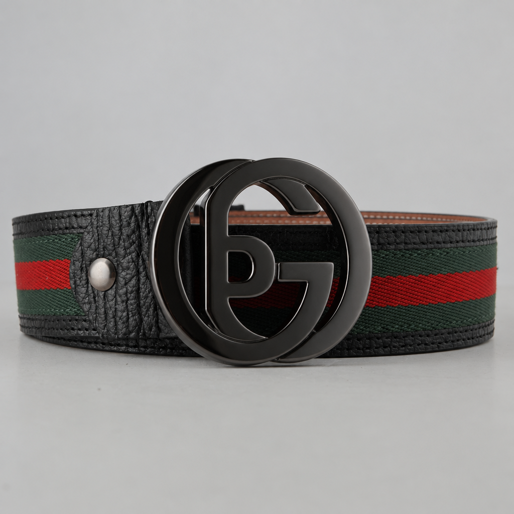 Interlocking G Buckle Web Belt, Green-Red-Green