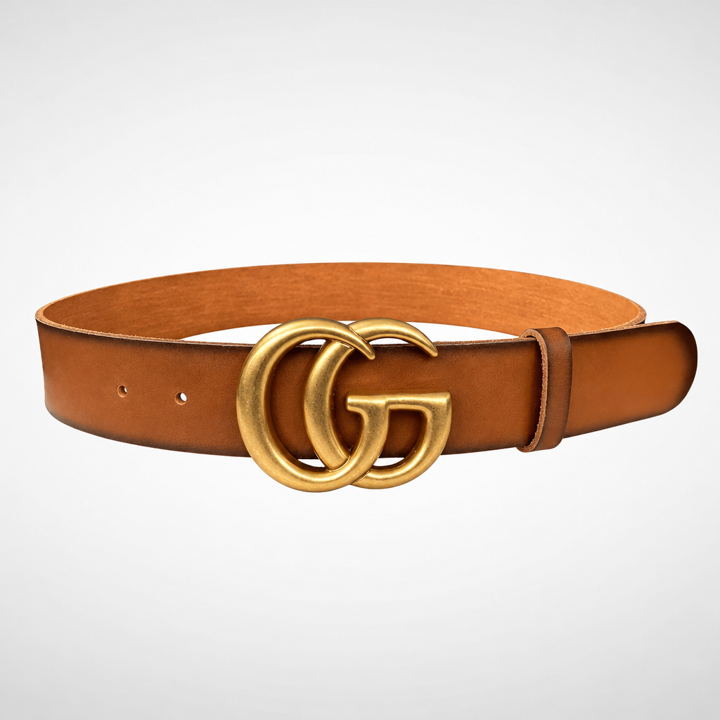 Marmont Wide Belt in Faded Brown Leather