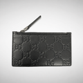 Emblem Zip Card Holder Black