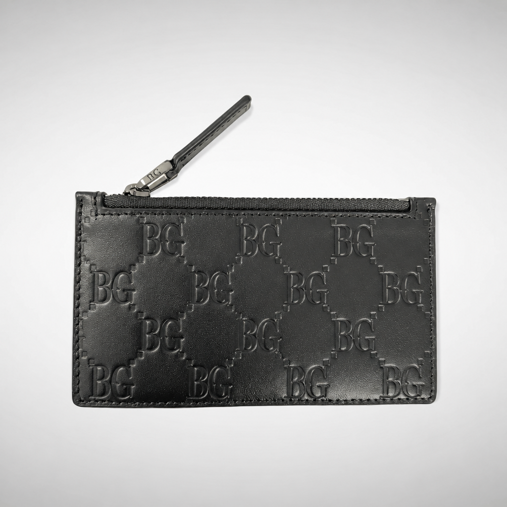 Emblem Zip Card Holder Black