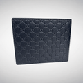 Microguccissima Leather Bi-Fold Wallet Navy Blue