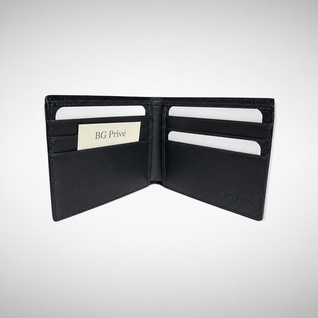Microguccissima Leather Bi-Fold Wallet Navy Blue