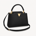 Capucines MM Black Taurillon Leather Handbag