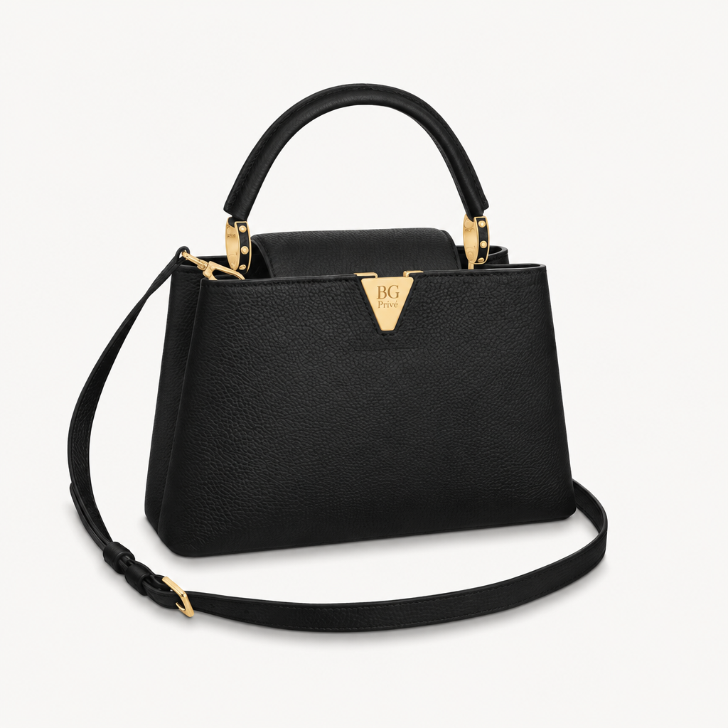 Capucines MM Black Taurillon Leather Handbag
