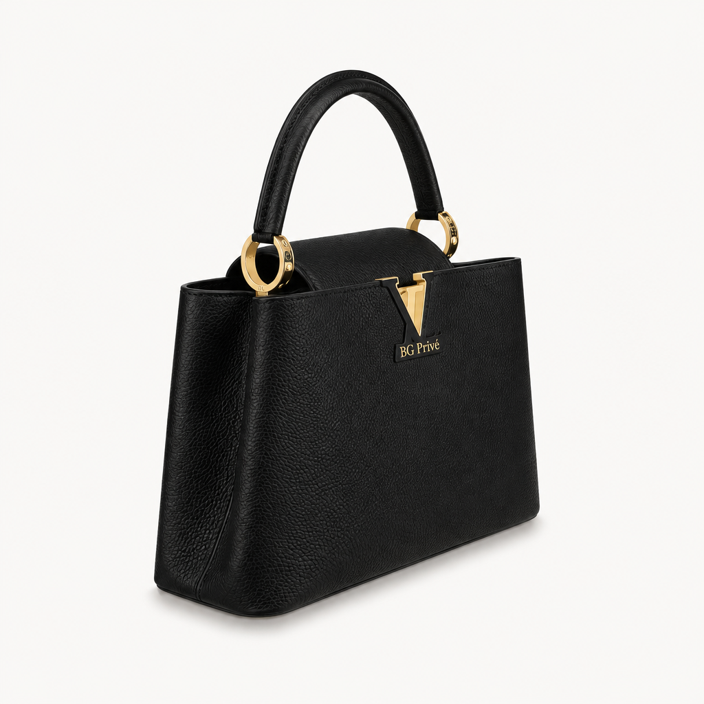 Capucines MM Black Taurillon Leather Handbag