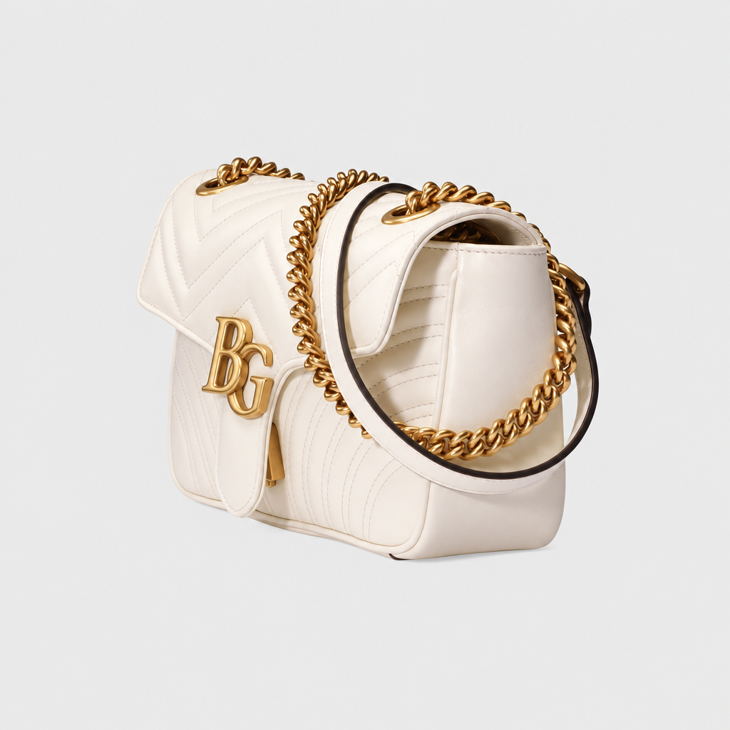 Marmont Shoulder Bag Small White Matelassé