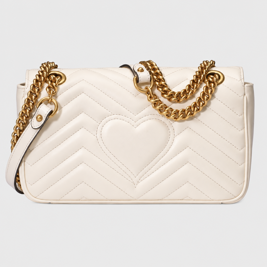 Marmont Shoulder Bag Small White Matelassé