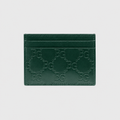 card holder in dark green -embossed leather