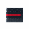 Bifold Wallet in Blue with Signature Web, 8 Card Slots