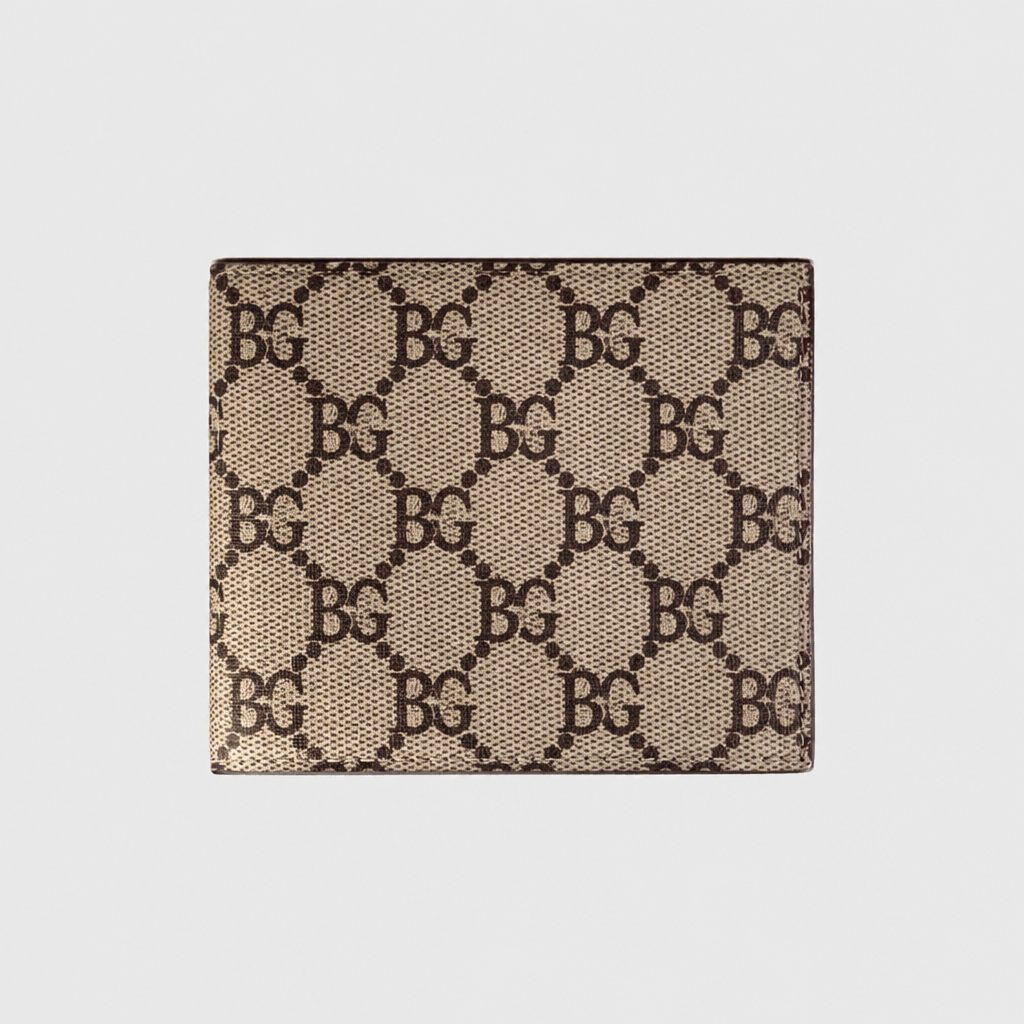 Bifold Wallet in Beige/Ebony with Black Leather Interior