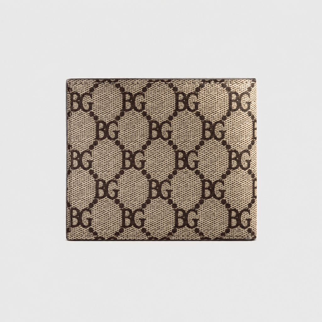 Bifold Wallet in Beige/Ebony with Black Leather Interior