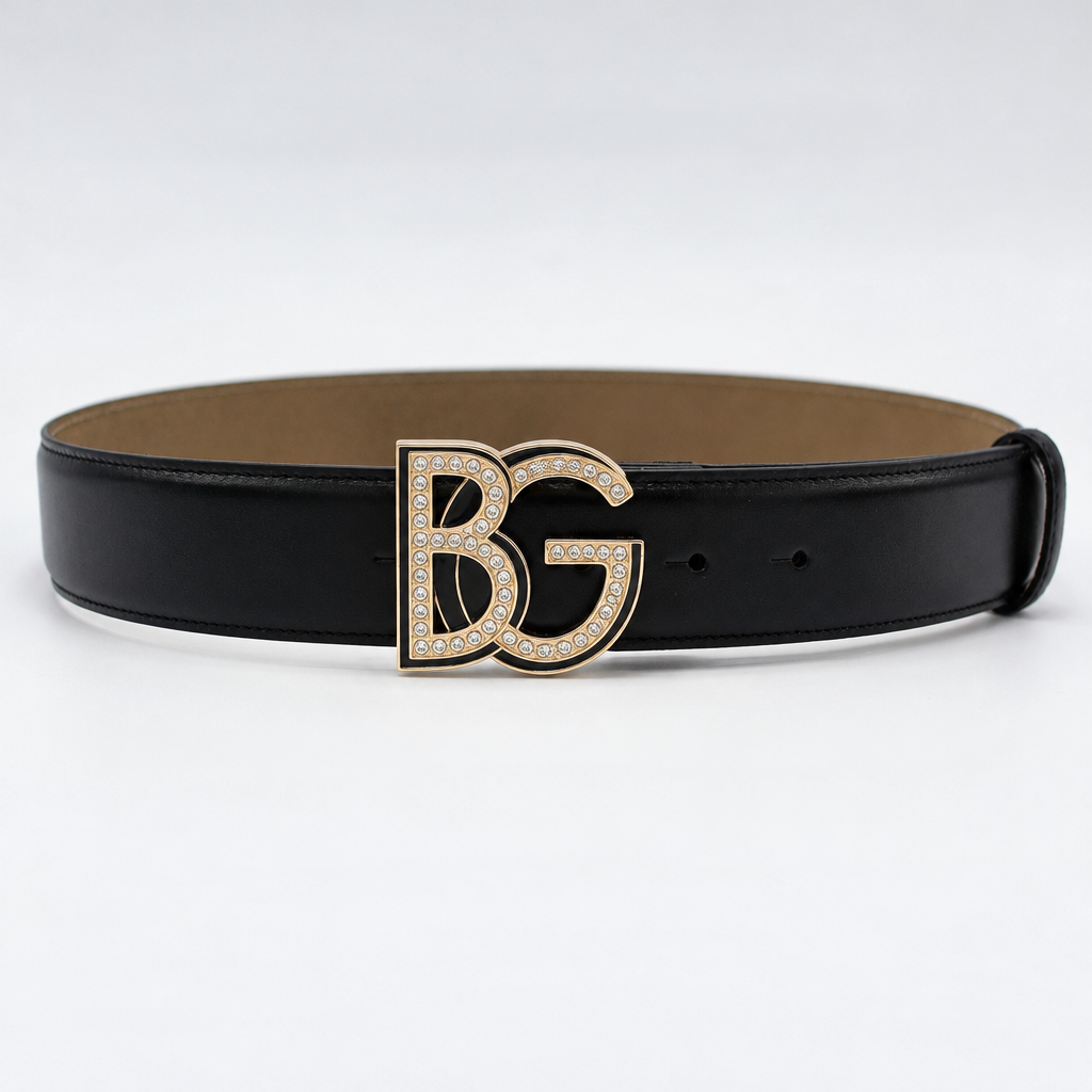 Crystal-Embellished Leather Belt