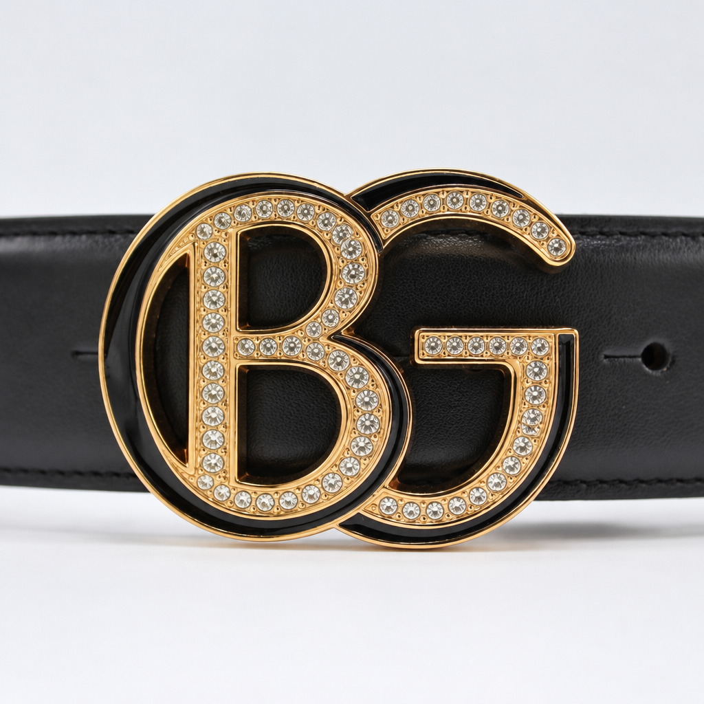 Crystal-Embellished Leather Belt