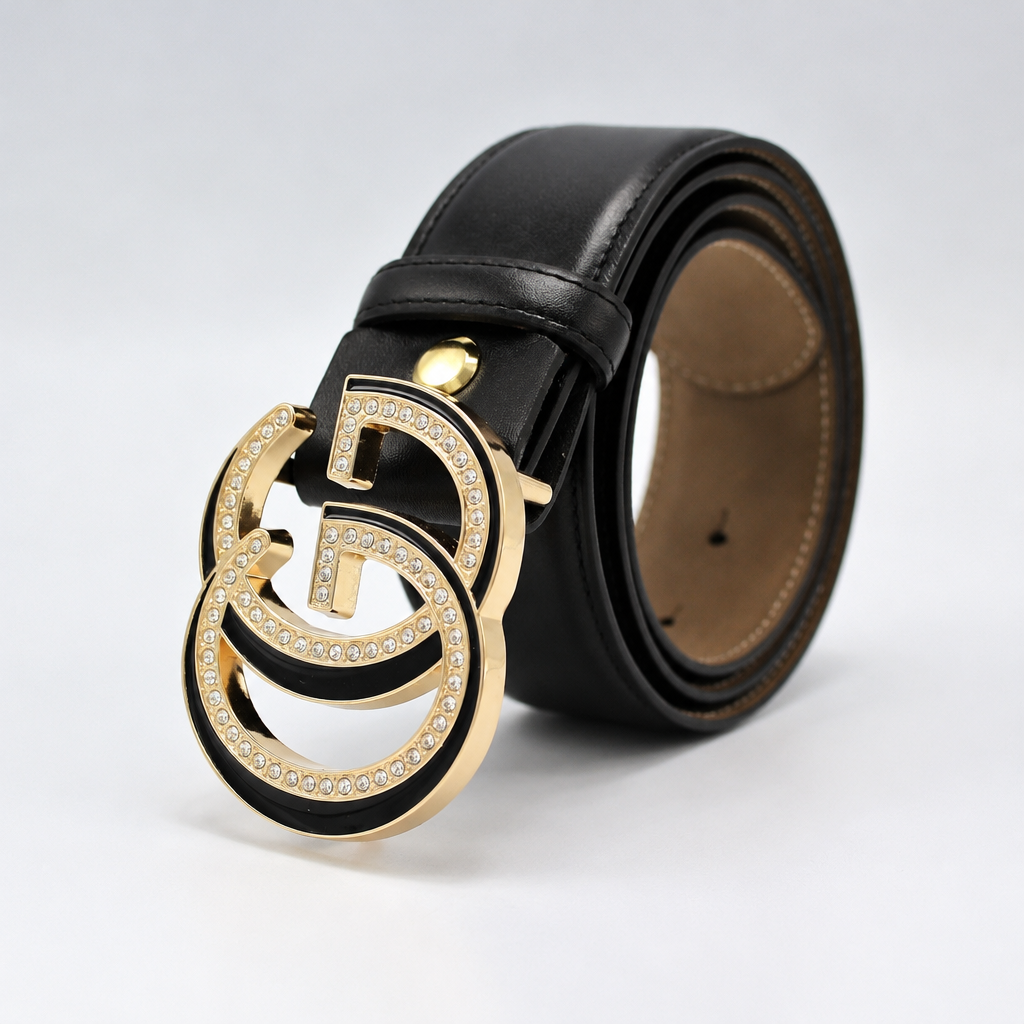 Crystal-Embellished Leather Belt