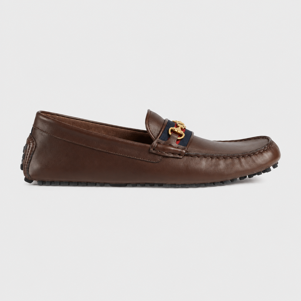 Men's Driver with Web in Cocoa Leather