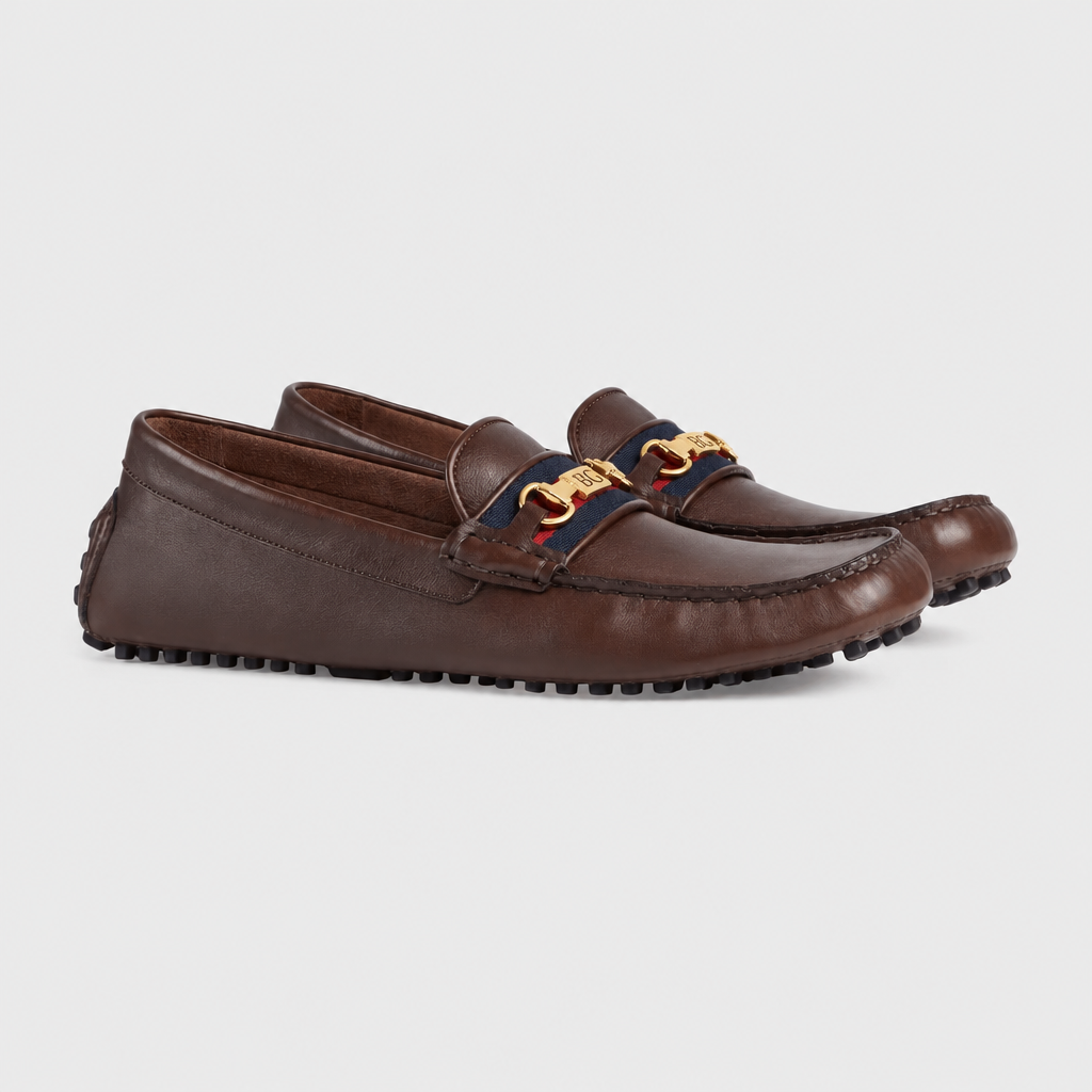 Men's Driver with Web in Cocoa Leather