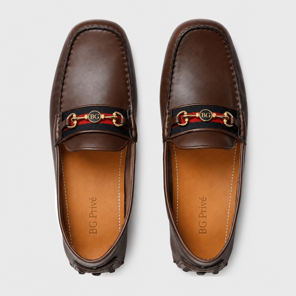 Men's Driver with Web in Cocoa Leather