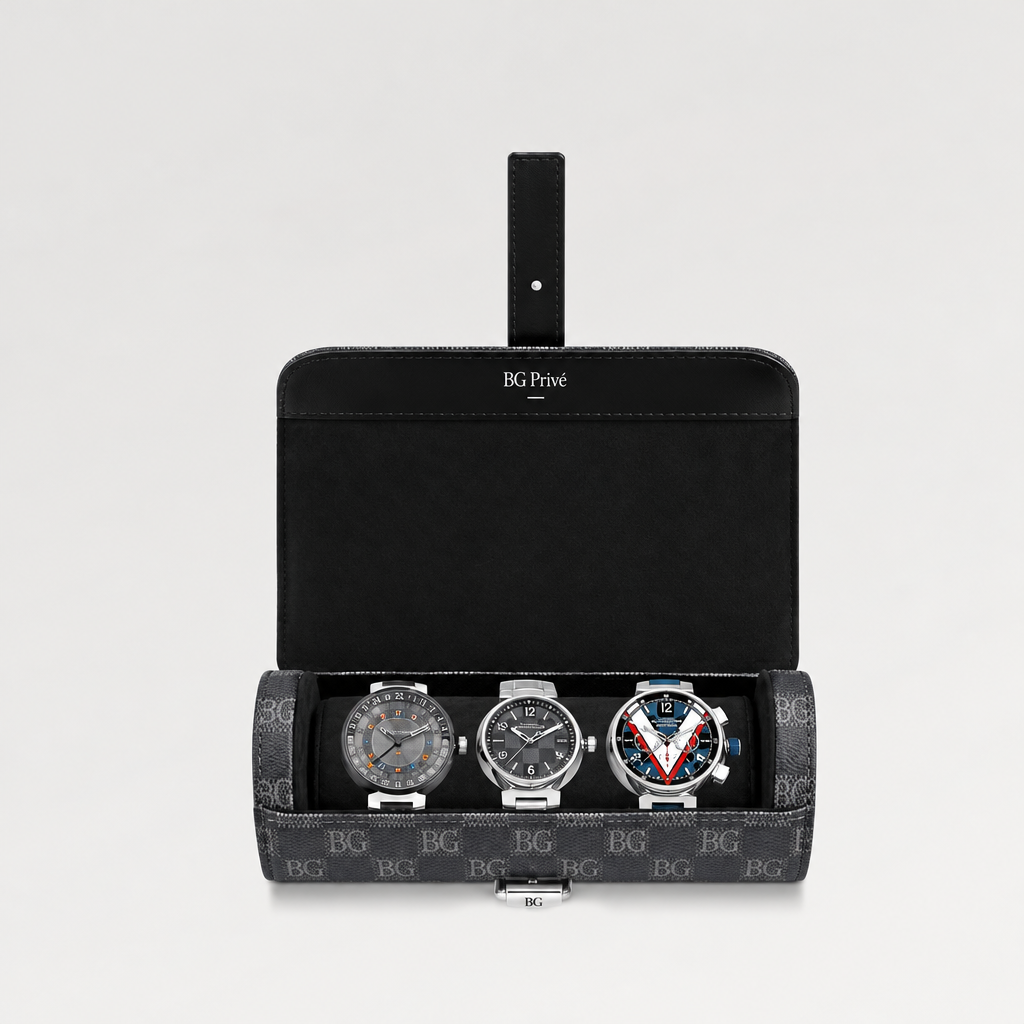 3 Watch Case in Damier Graphite Canvas – N41137