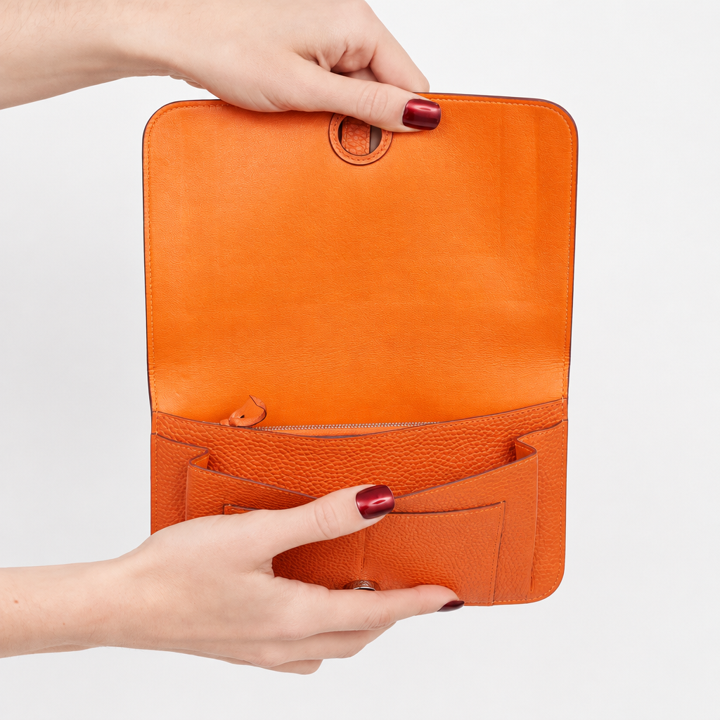 Dogon Duo Wallet in Orange Clémence Leather
