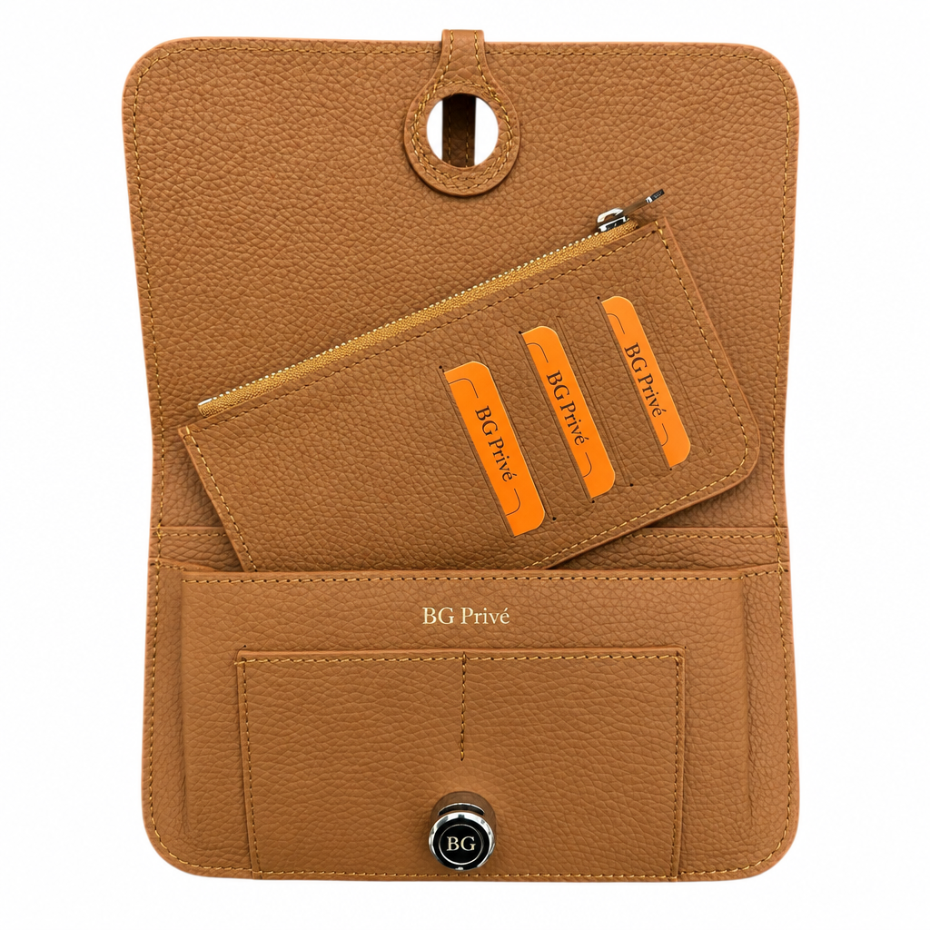 Dogon Duo Wallet in Tan Grained Calfskin