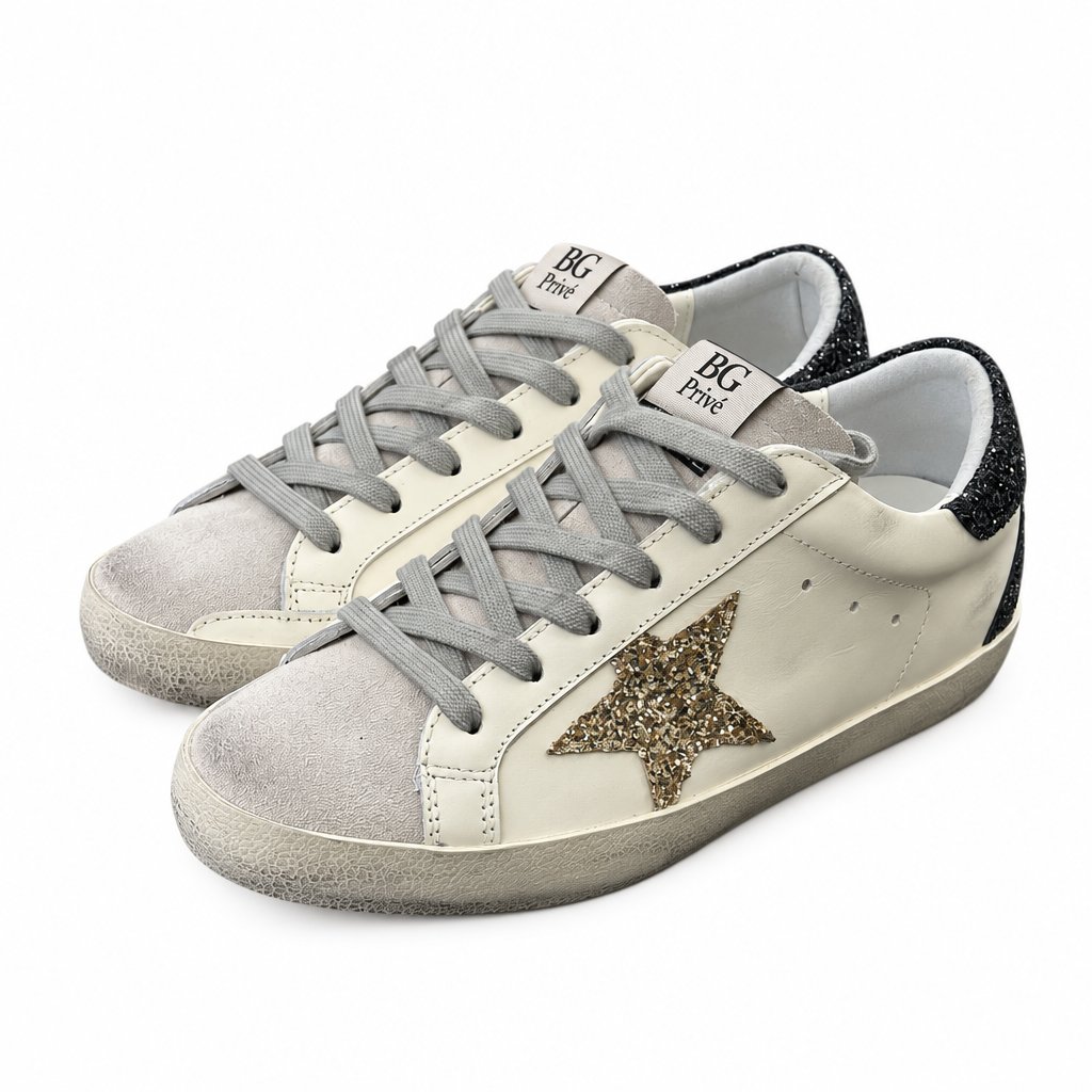 Golden Goose Super-Star Women's Sneakers with Gold Glitter Star