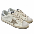 Golden Goose Super-Star Women's White Sneakers with Gold Glitter Star