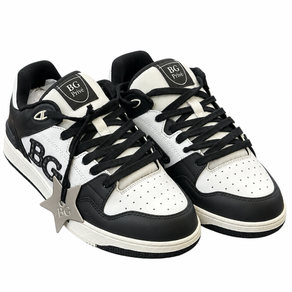 B57 Dribble Low-Top Sneakers in Black and White