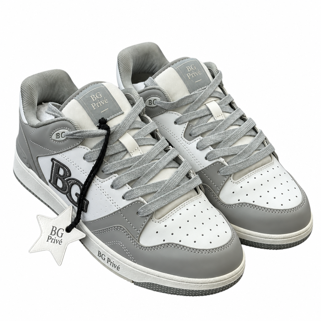 B57 Dribble Low-Top Sneakers in Gray and White