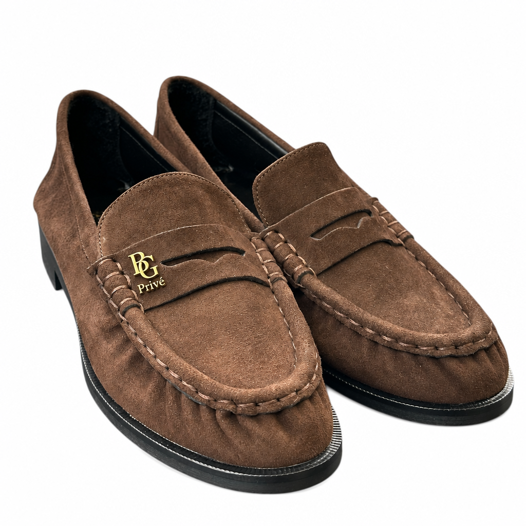 Laurent Cassandre Brown Suede Penny Loafers
