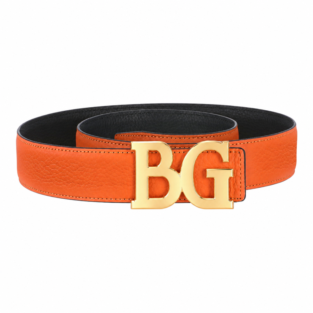 BeltActive Reversible H Buckle Belt Orange & Black 40 mm