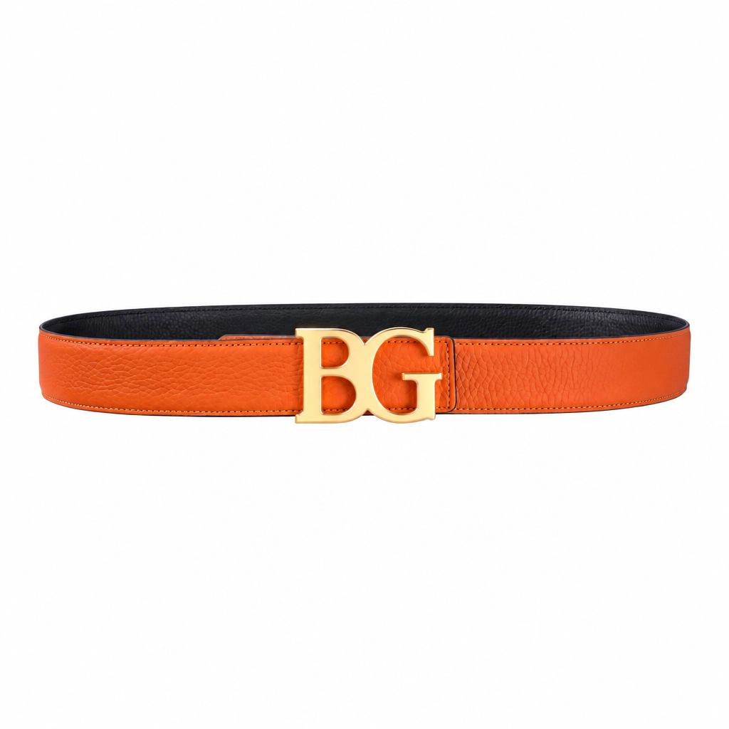 BeltActive Reversible H Buckle Belt Orange & Black 40 mm