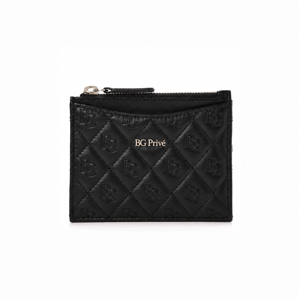 Diamond-Quilted Zip Card Holder / Card Phone Holder