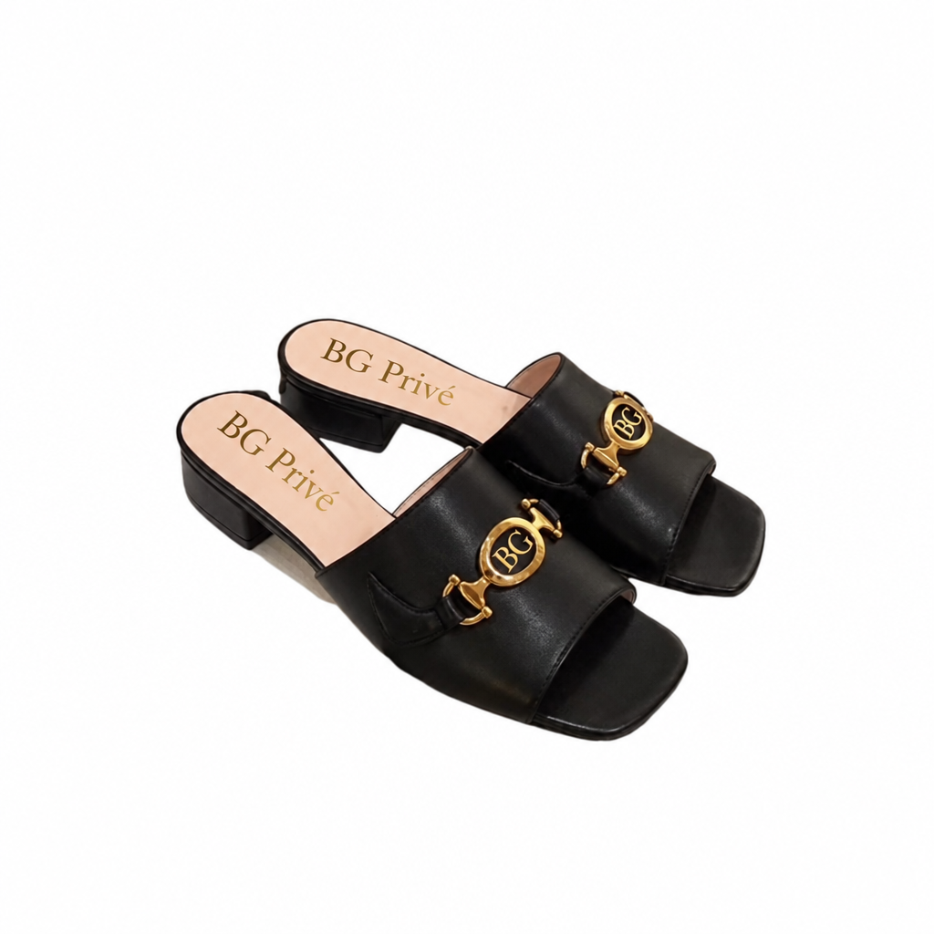 Zumi Leather Slide Sandal in Black