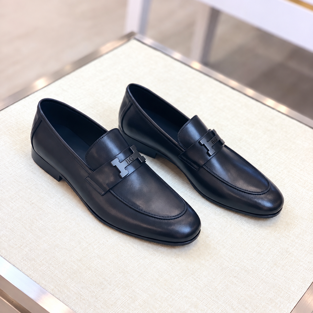 Paris Loafer in Black Goatskin, Size 42
