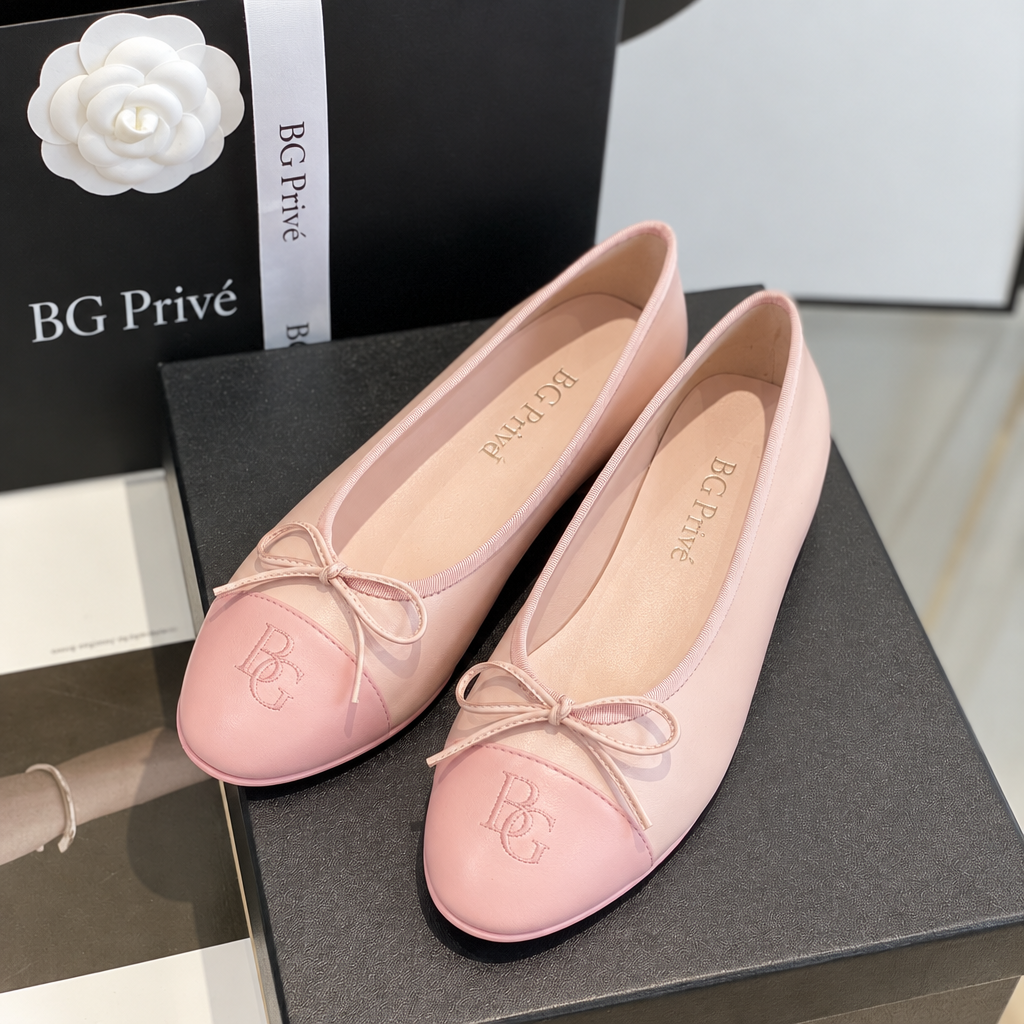 Ballet Flats in Pink and Light Pink Lambskin