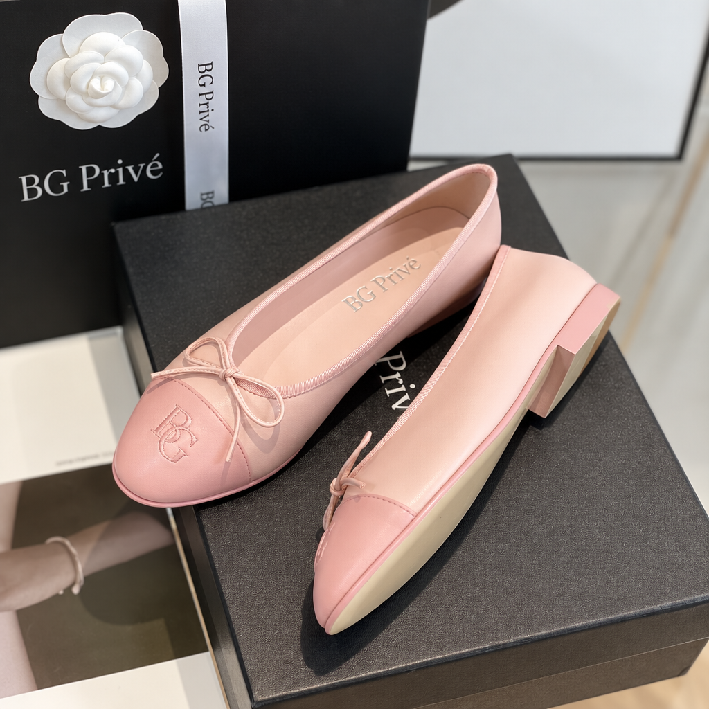 Ballet Flats in Pink and Light Pink Lambskin