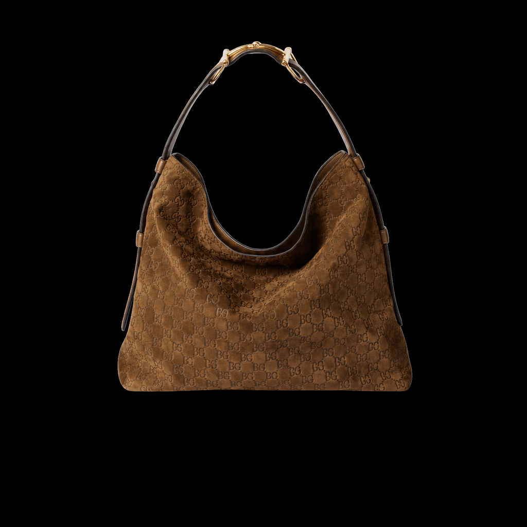 Beatrix Tote in Brown Embossed Suede