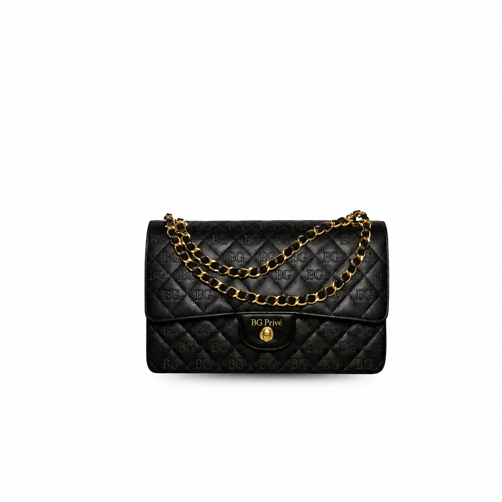 Classic Handbag Large in Black Grained Calfskin