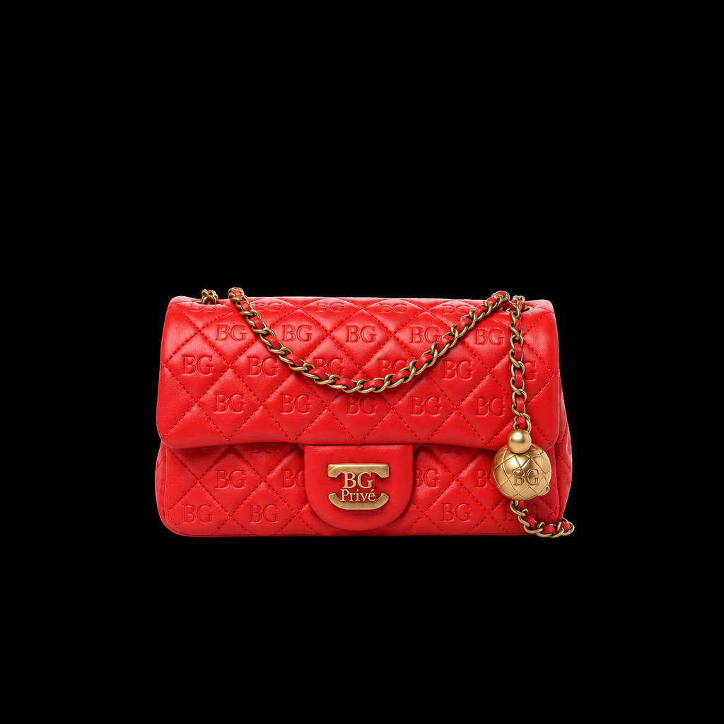 Mini Flap Bag in Red Lambskin with Adjustable -Ball Chain