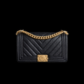 Boy Bag Medium Chevron in Black Grained Calfskin