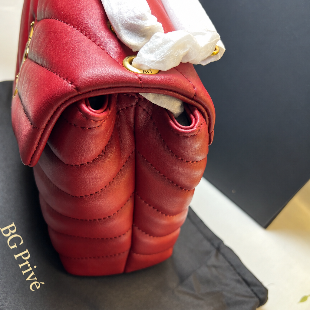 Loulou Small Chain Bag in Rouge Legion Matelassé Leather