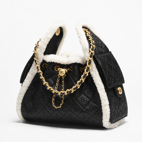 25 Small Handbag in Black &amp; White Calfskin