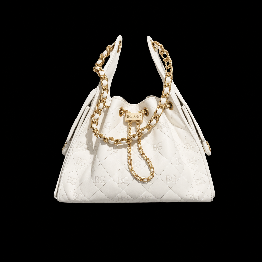 25 Small Handbag in White Grained Calfskin