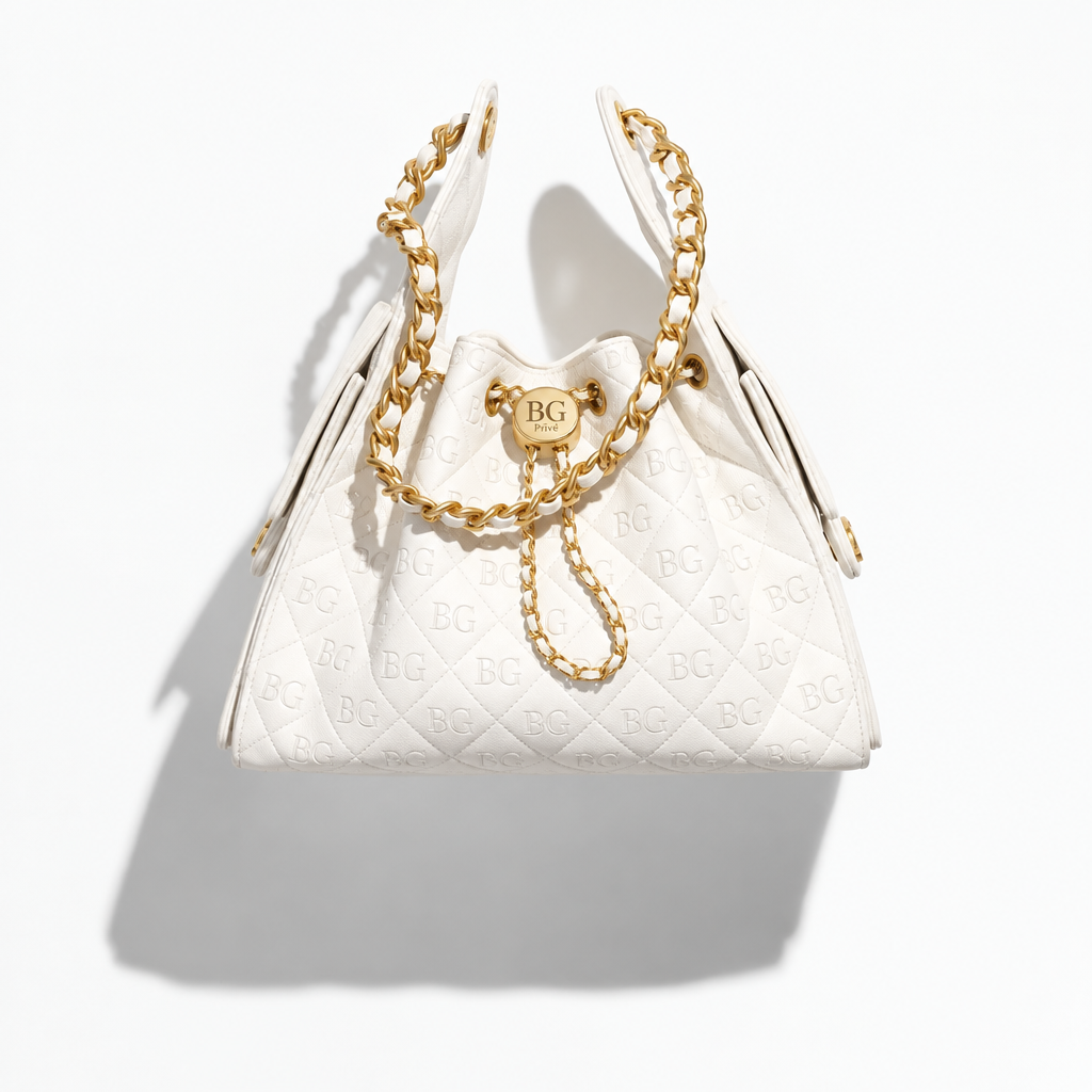 25 Small Handbag in White Grained Calfskin