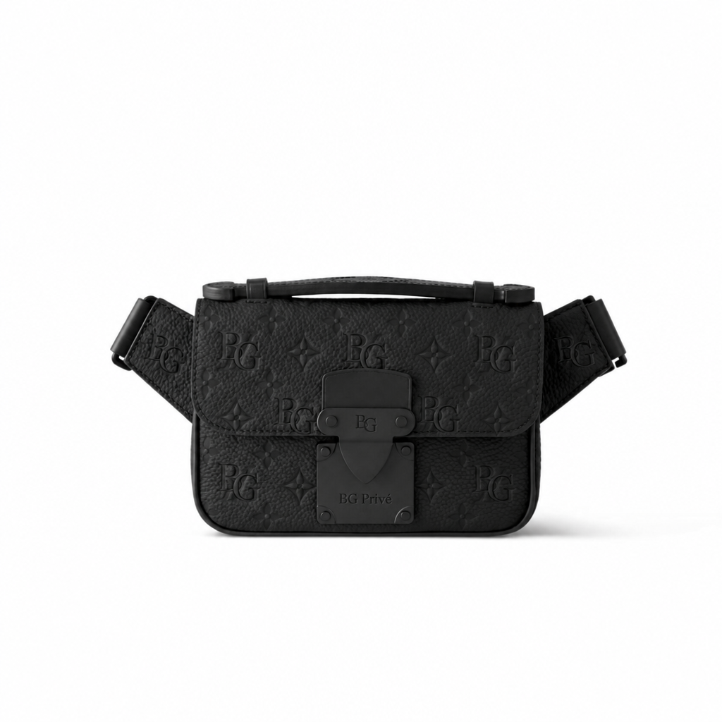 S Lock Sling Bag, Black Taurillon Leather (M58487)