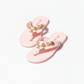 17C Pink/Silver Tweed Charm T-Strap Thong Sandals